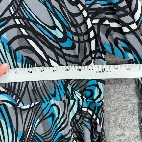 Liz Lange Dress Woemn L Maternity Gray Geometric Maxi Long V-Neck Long Sleeve - Picture 5 of 7